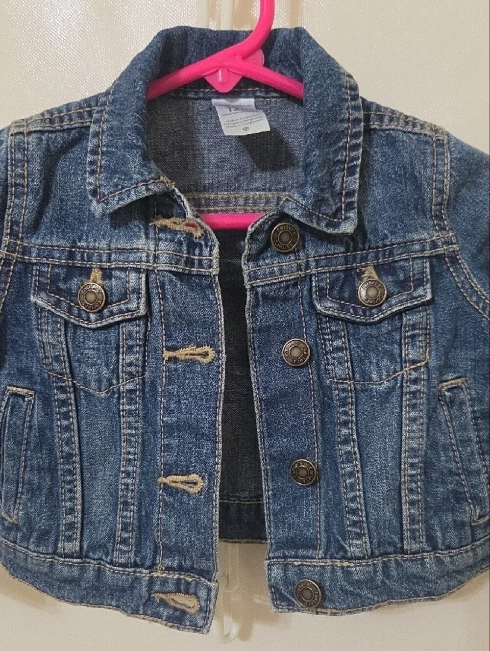 Carter's Kids Denim Blue Jean Button Up Trucker Jacket 100% Cotton - Size 12M
